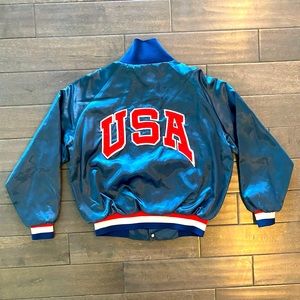 Men’s Retro USA Olympics Training Snap Up Jacket - Size L